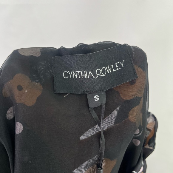 NWT Cynthia Rowley Blossom Black Floral Silk Maxi Dress Size Small - Picture 11 of 14